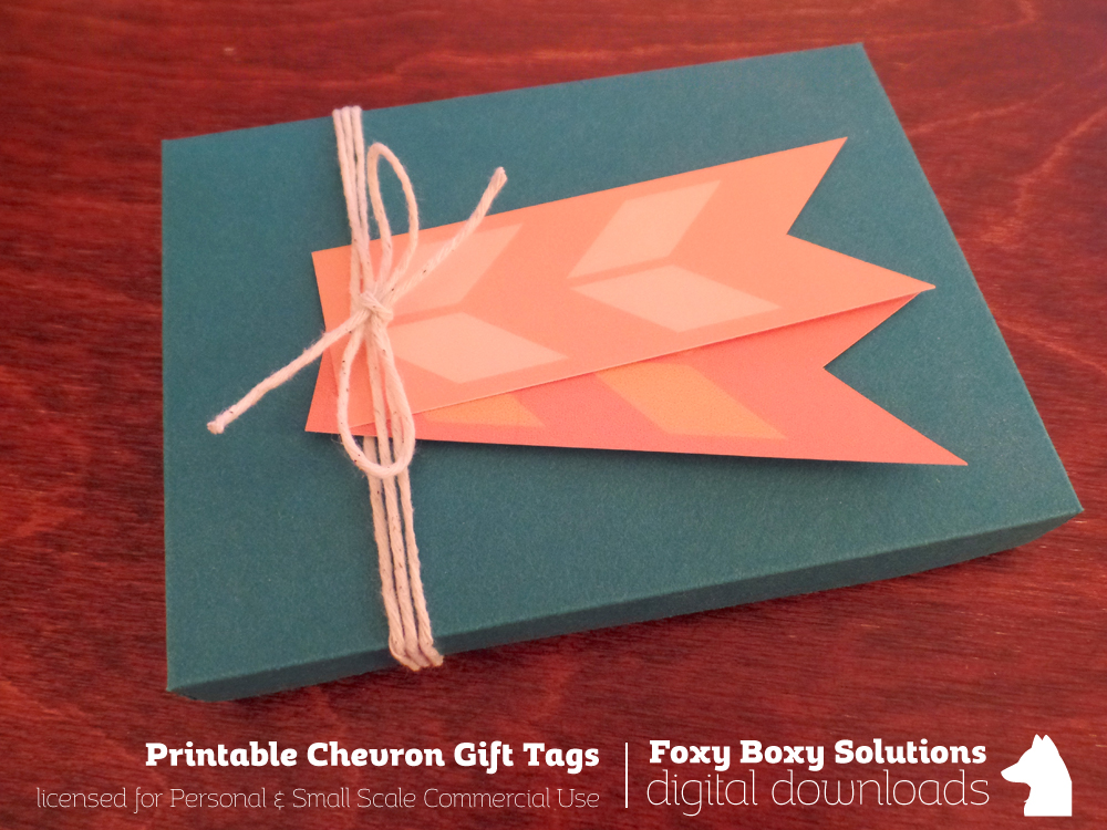 Printable Chevron Gift Tags in 8 Colors