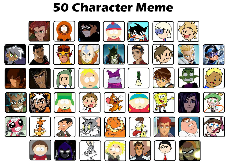 50 Cartoon Characters Meme by SkyRider747 on DeviantArt