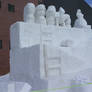 snow statues of michigan tech