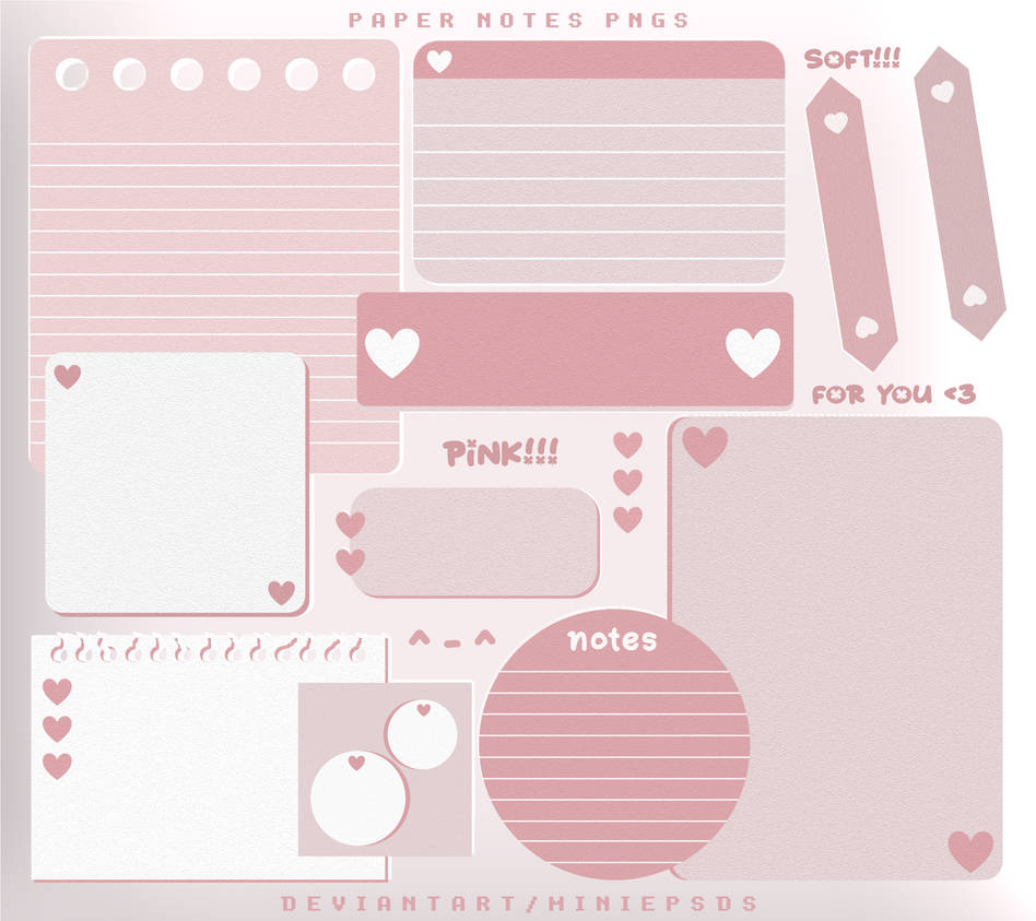 #1 cute paper notes pngs (by miniepsds) by miniepsds on DeviantArt