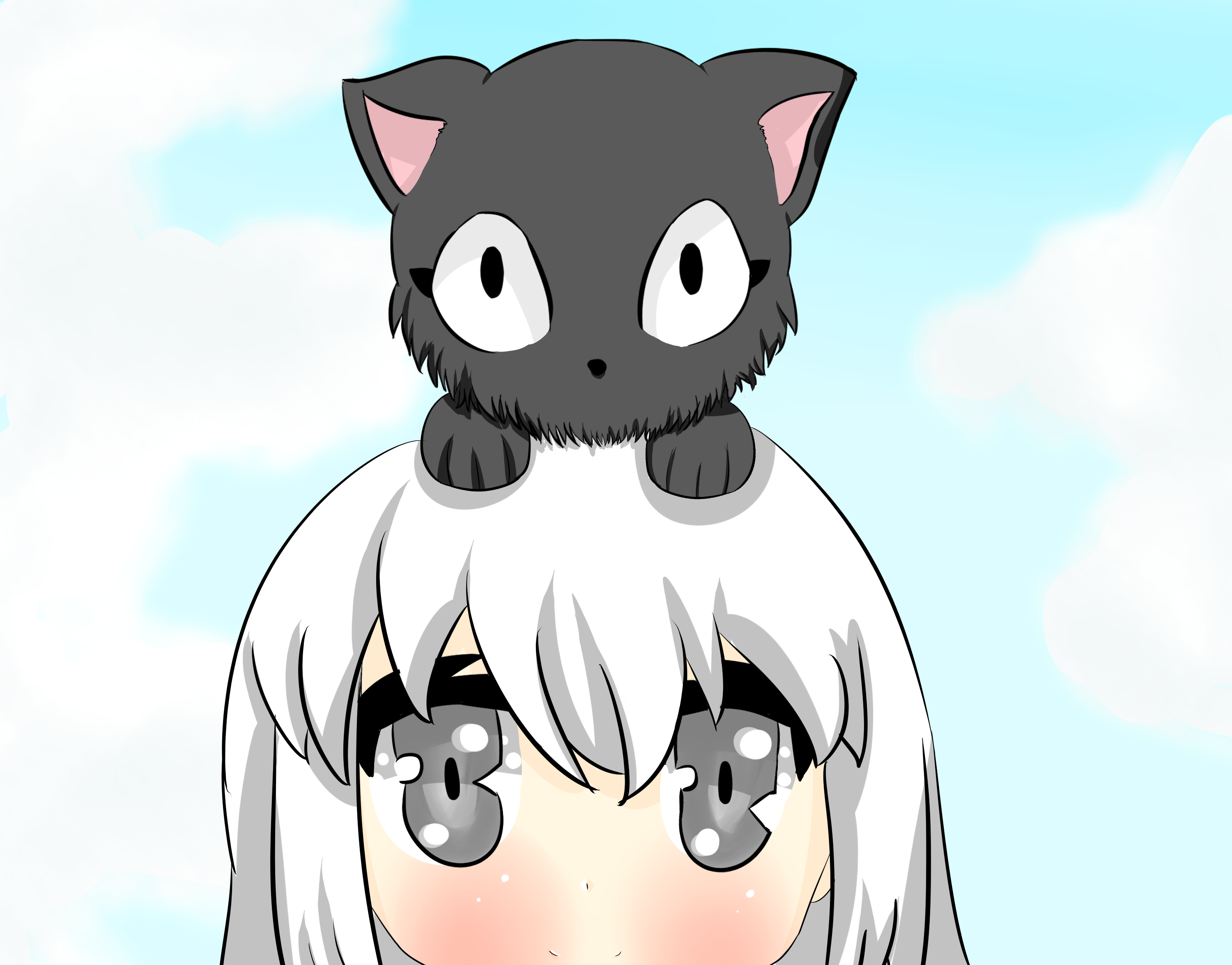 Mi OC con un neko :3