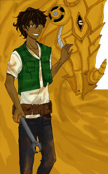 Leo Valdez and Festus the Bronze Dragon