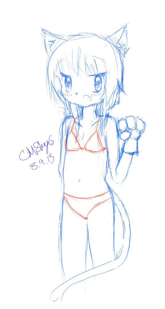 Loli Catgirl Bikini 8.9.13 Sketch