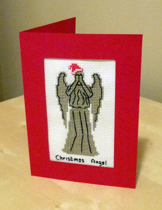 Doctor Who Christmas Weeping Angel cross stitch