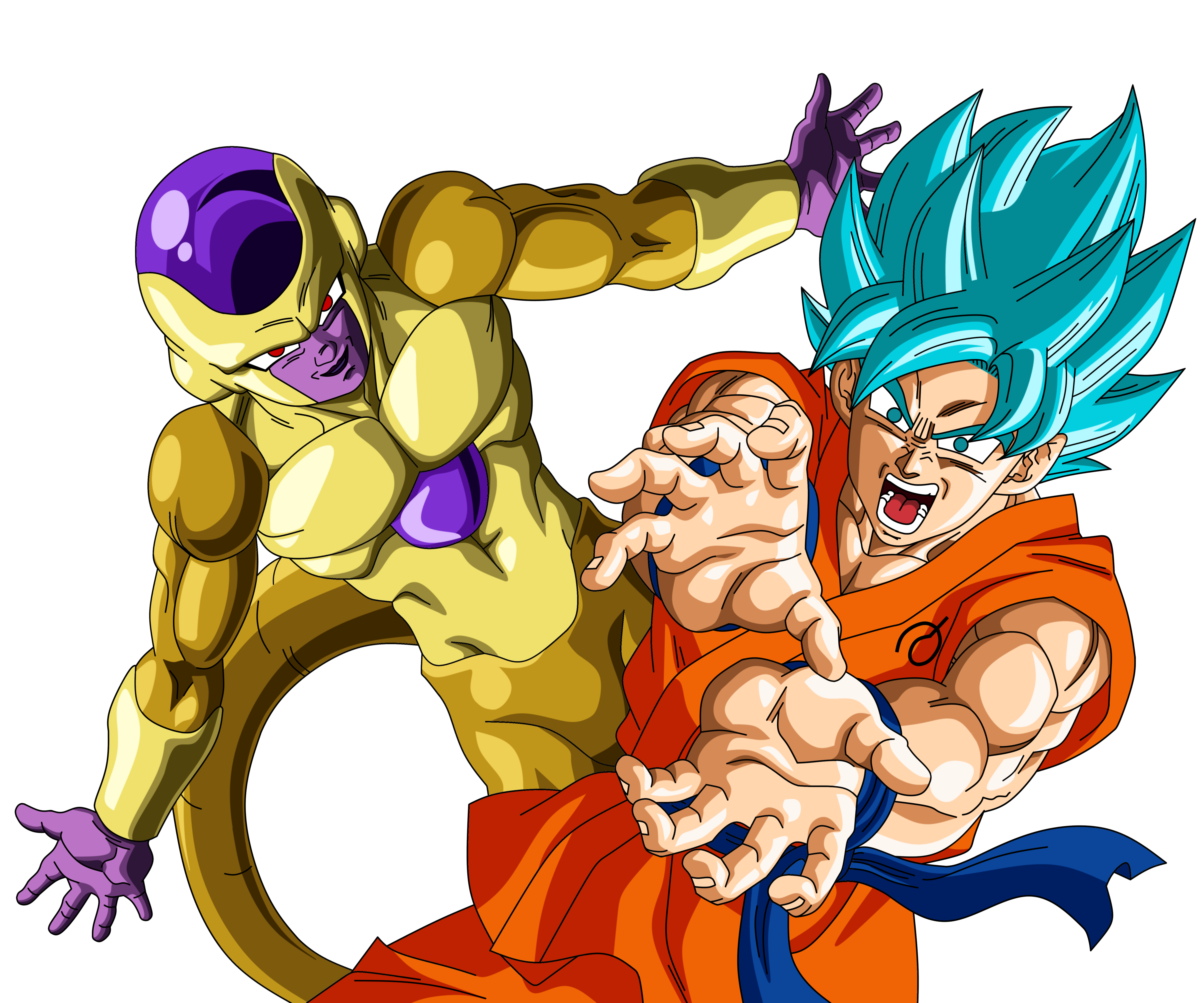 Goku Blue vs Golden Freeza, fanart