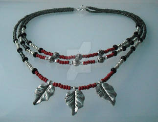 Red and Black with Silver Leaves