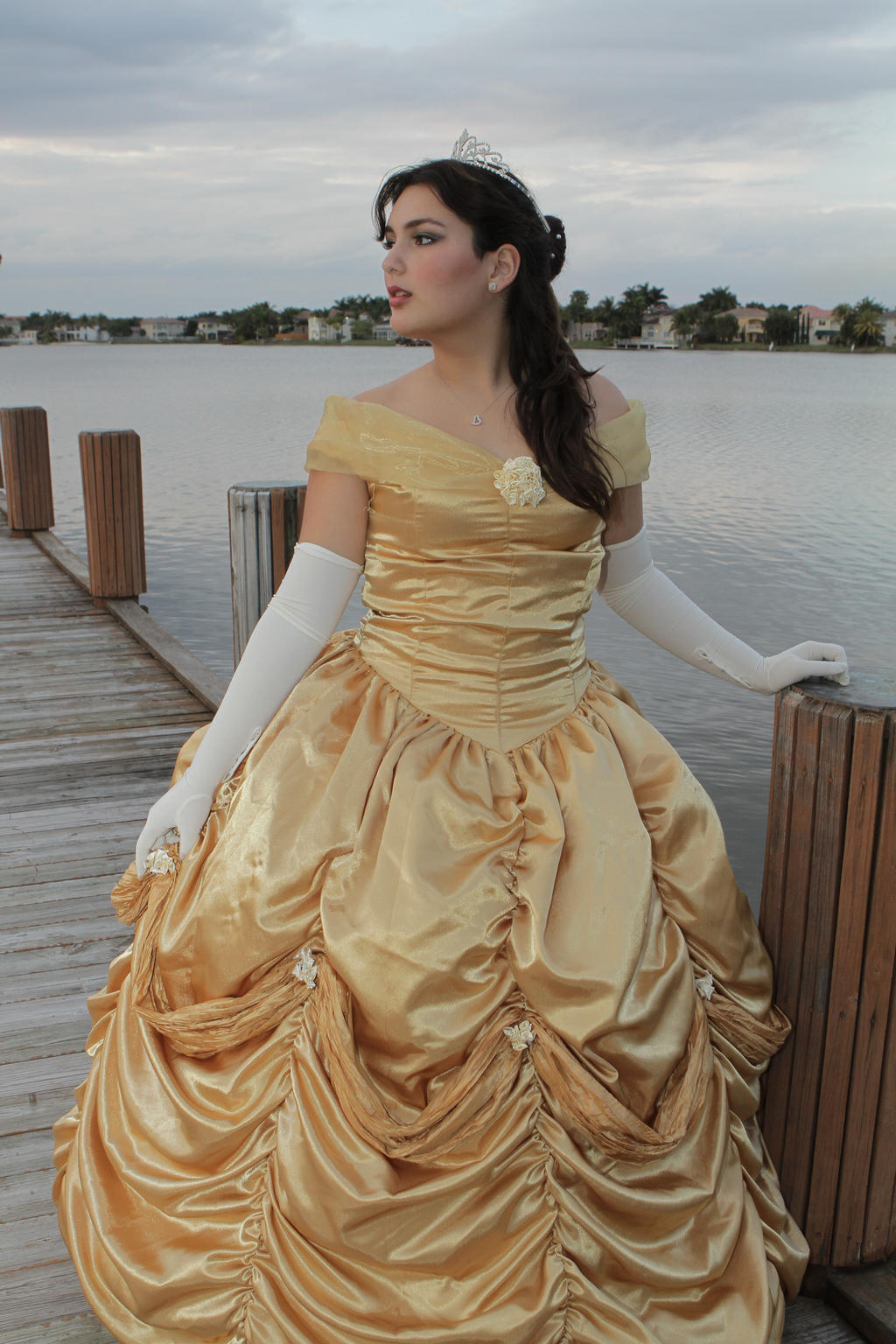 princess belle cosplay dress Spring is springing By @lauranataliephoto @lauraphotographworld Princess Belle cosplay Beauty and the Beast Disney cosplayer fine art pink something there dress fotoshoot model snow outside gate cape photographer