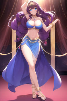  Purple Arabian dancer outfit, harem, long curly b