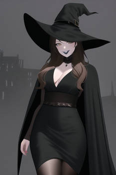 Brown hair, Brown eyes, Sexy Witch, Black Hat, Bla