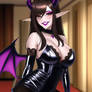 Brown hair, brown eyes, succubus, purple wings, re