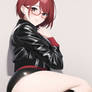 Sexy Pinup Girl With Short Red Hair  Glasses, Wea