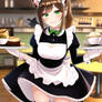Black latex maid outfit with petticoats, cat paws,