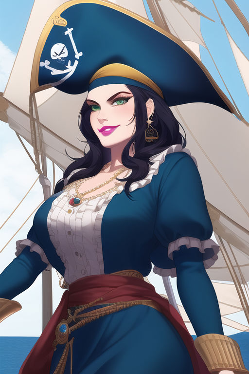 Pirate Captain, Black Hair, Green Eyes, Blue Outfi by VARM209 on DeviantArt