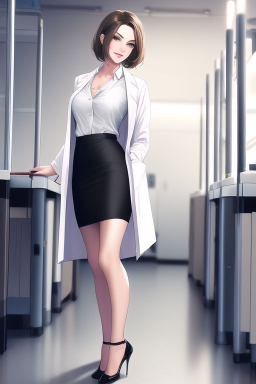 Short brown hair, scientist , white lab coat, whit by VARM209 on DeviantArt