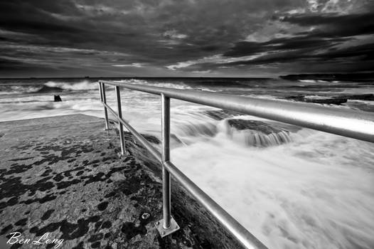 ocean railing bw