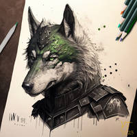 Wolf Sketch (AI-Art-Composition)