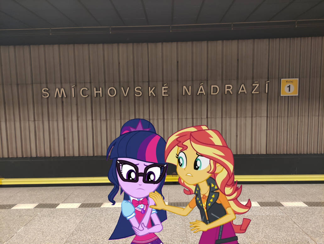 Sci-Twi and Sunset Shimmer at Station by Petrmhd on DeviantArt