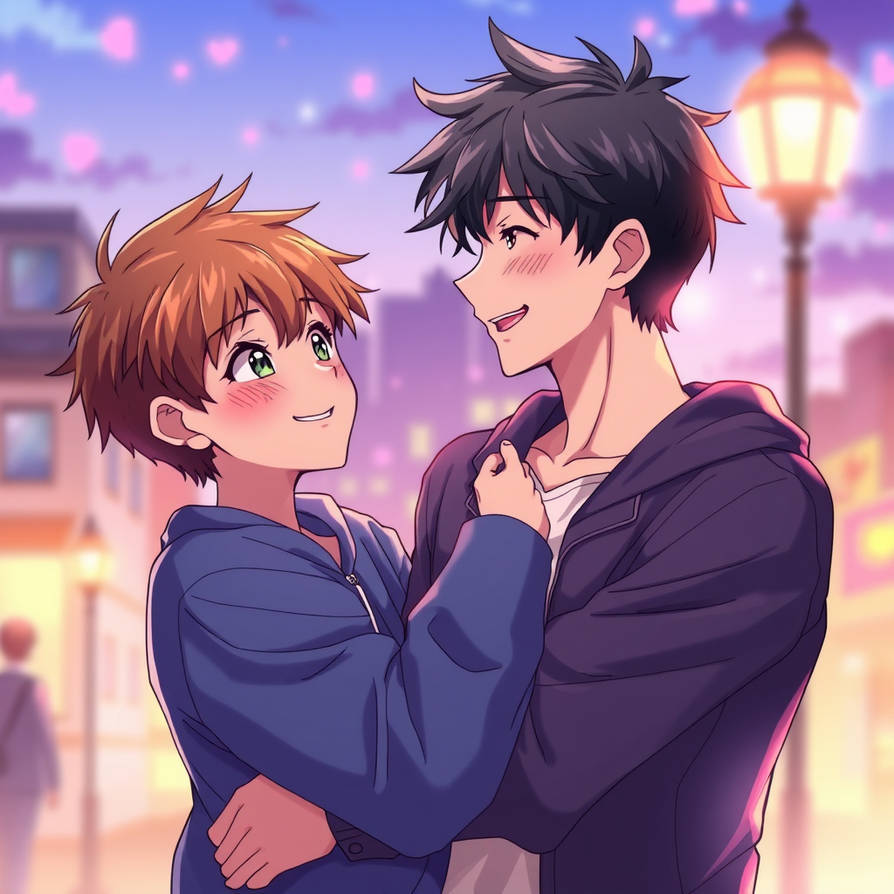 The boy blushed when his boyfriend flirts with him