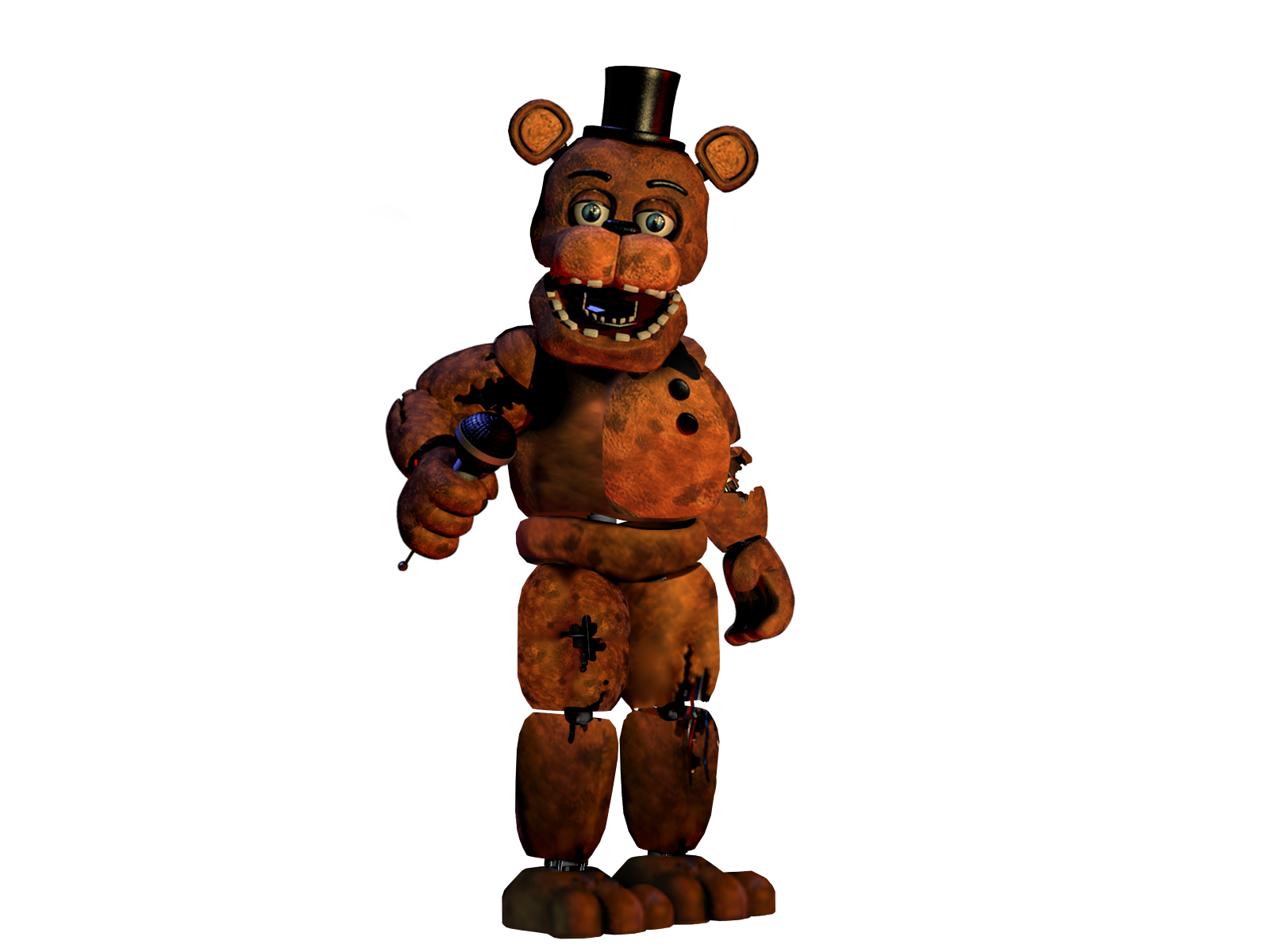 Withered Freddy New Textures Full Body transparent background PNG