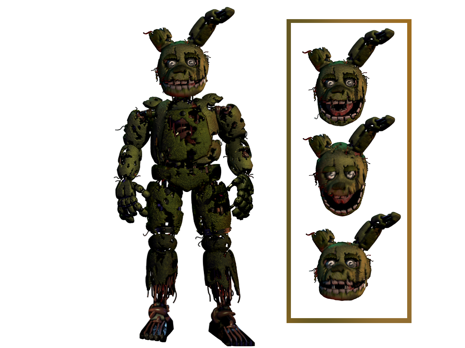 Springtrap Full Body (Free Use 3 Heads) by Spring-o-bonnie on DeviantArt