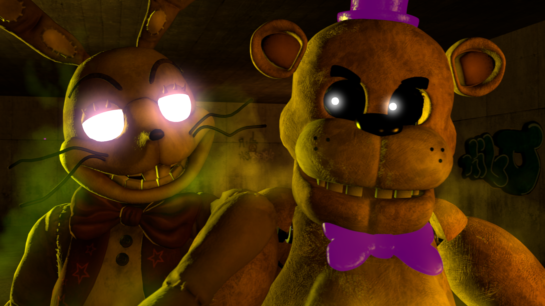 Classic Spring Bonnie and Animatronic Glitchtrap by GoldenRichard93 on  DeviantArt