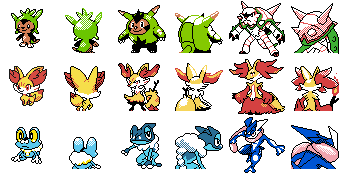 Pokemon X Y Kalos starters full evos gbc sprites