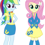 EqG Rainbow Dash and Fluttershy in CHS uniform