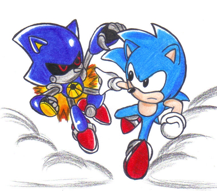 Look At This Cool Art I Found of Classic Sonic and Classic Metal Sonic