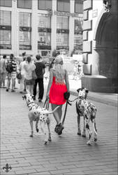 dog-lady in red