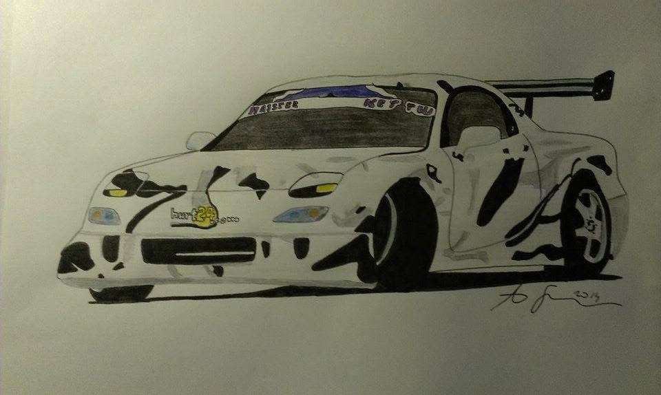 Drag Racing Rx7 Drawing Mazda RX7 II by DrawingbyArturSzwedo on DeviantArt