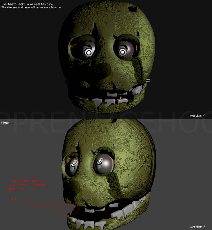 3D: Springtrap (New Face) by Apprenticehood on DeviantArt