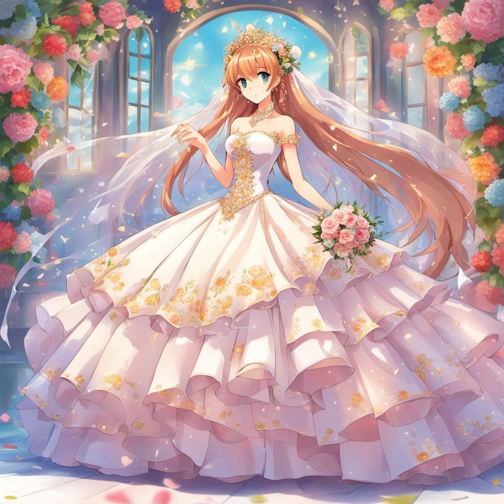 cute anime wedding dress Cute Anime Girl in a Wedding Dress With Pink Hair created on Craiyon