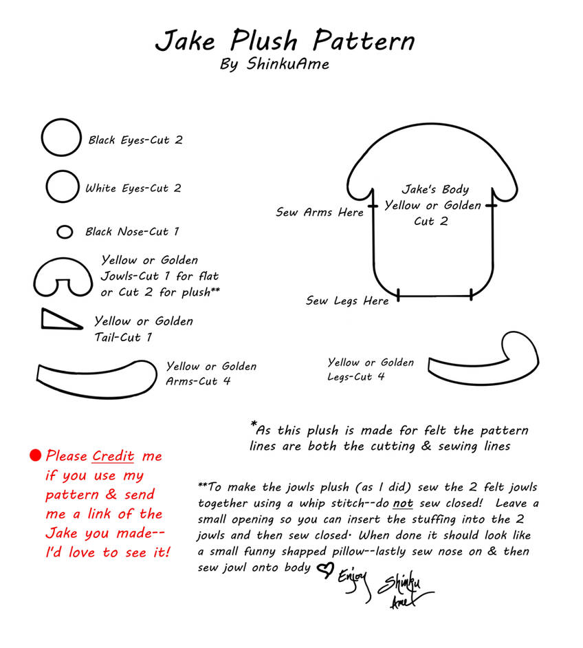 Jake Plush Pattern by Shinku-Ame on DeviantArt