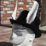 White Rabbit Leather Mask with Felt Top Hat