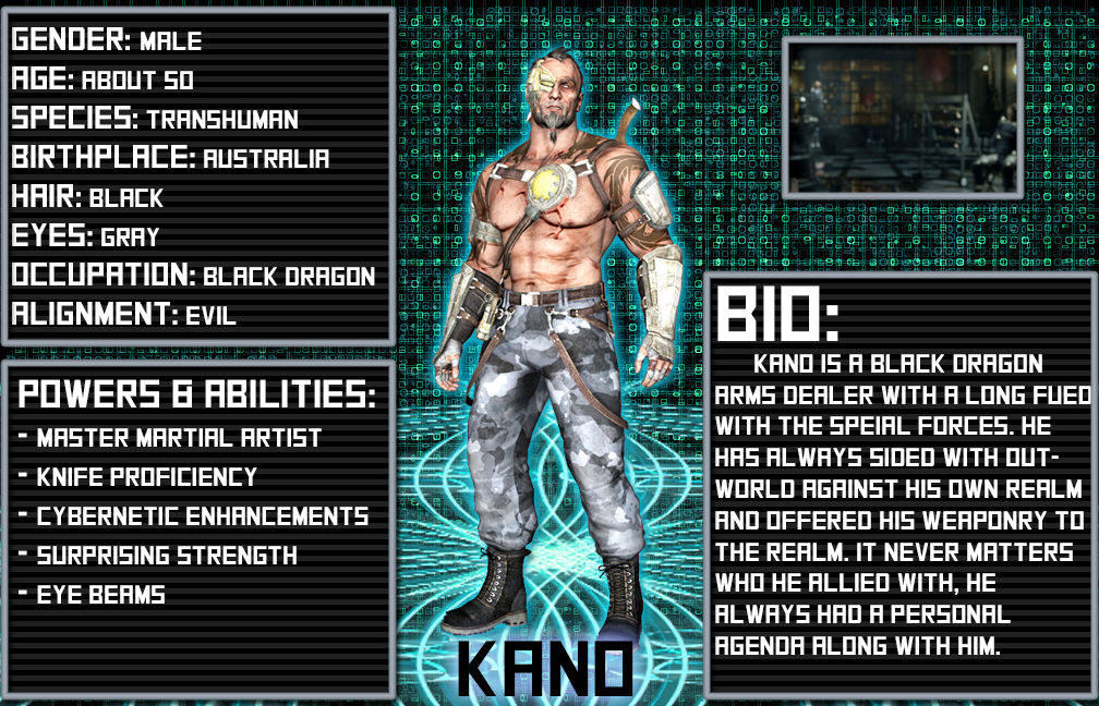 Kano Mortal Kombat 11 - Knife, chest piece, Eyepeice by