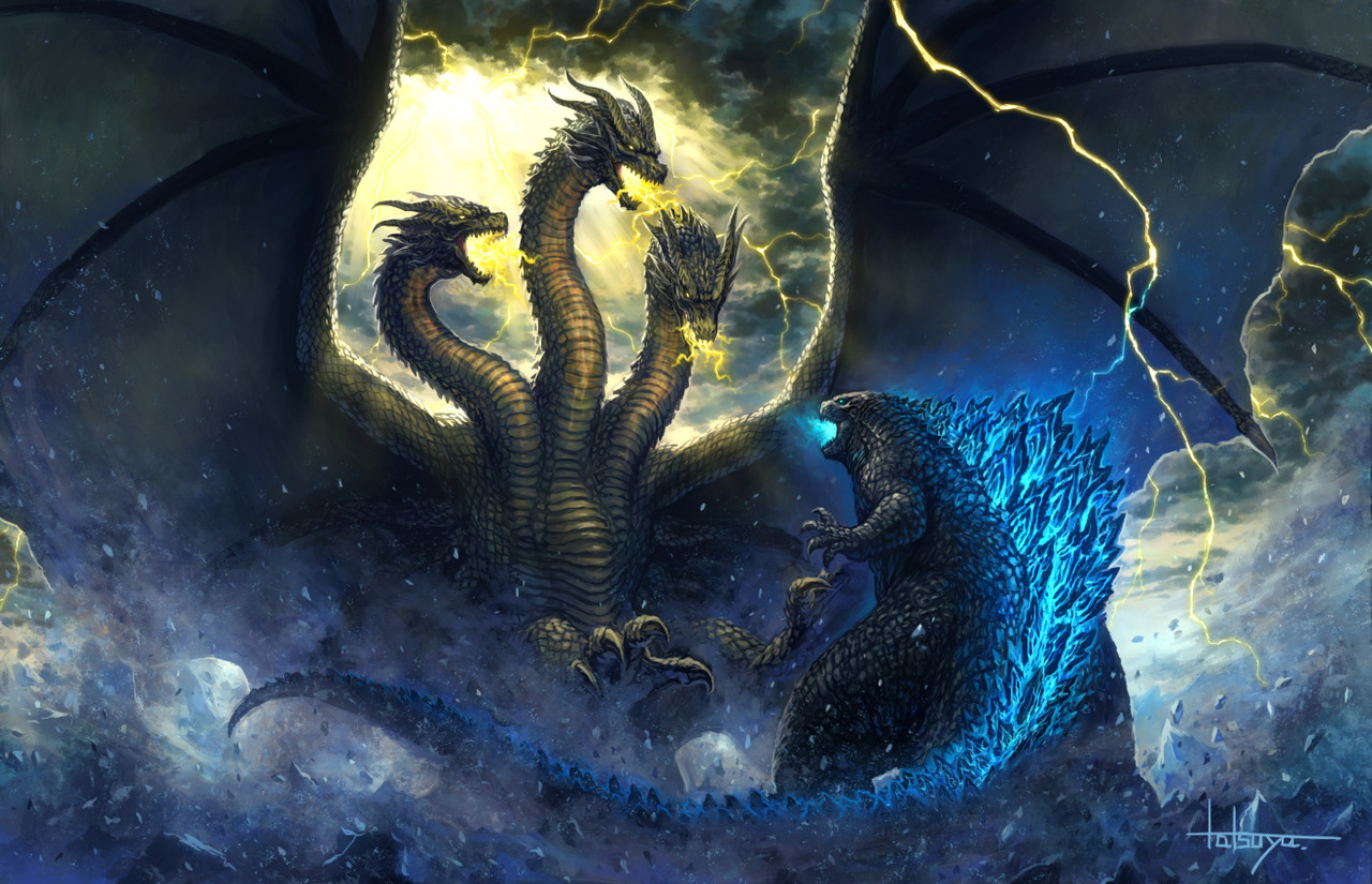 Godzilla vs King Ghidorah in the Storm by MissSaber444 on DeviantArt
