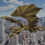 King Ghidorah 2019 Flying in the City