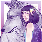 Luthien Tinuviel and Huan by Egobarri