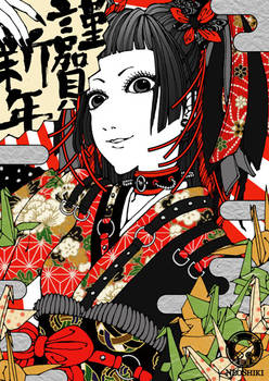 Shougatsu (Japanese New Years) 2014 postcard art