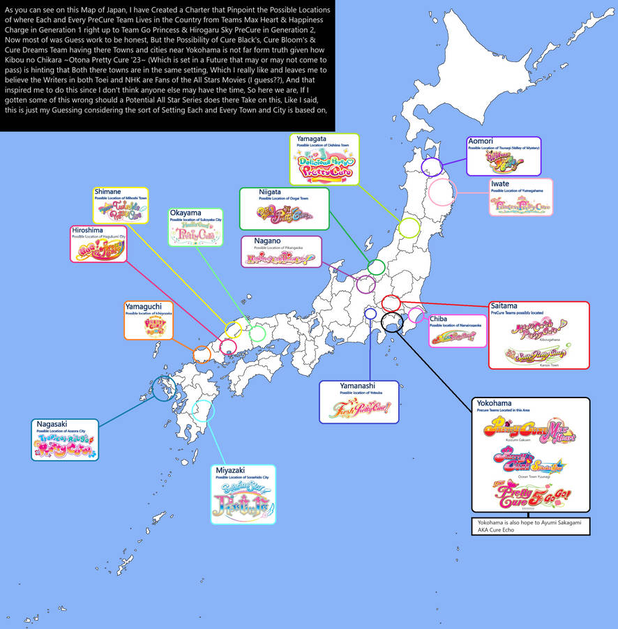 PreCure Locations on the Map of Japan by JWBtheUncanny on DeviantArt