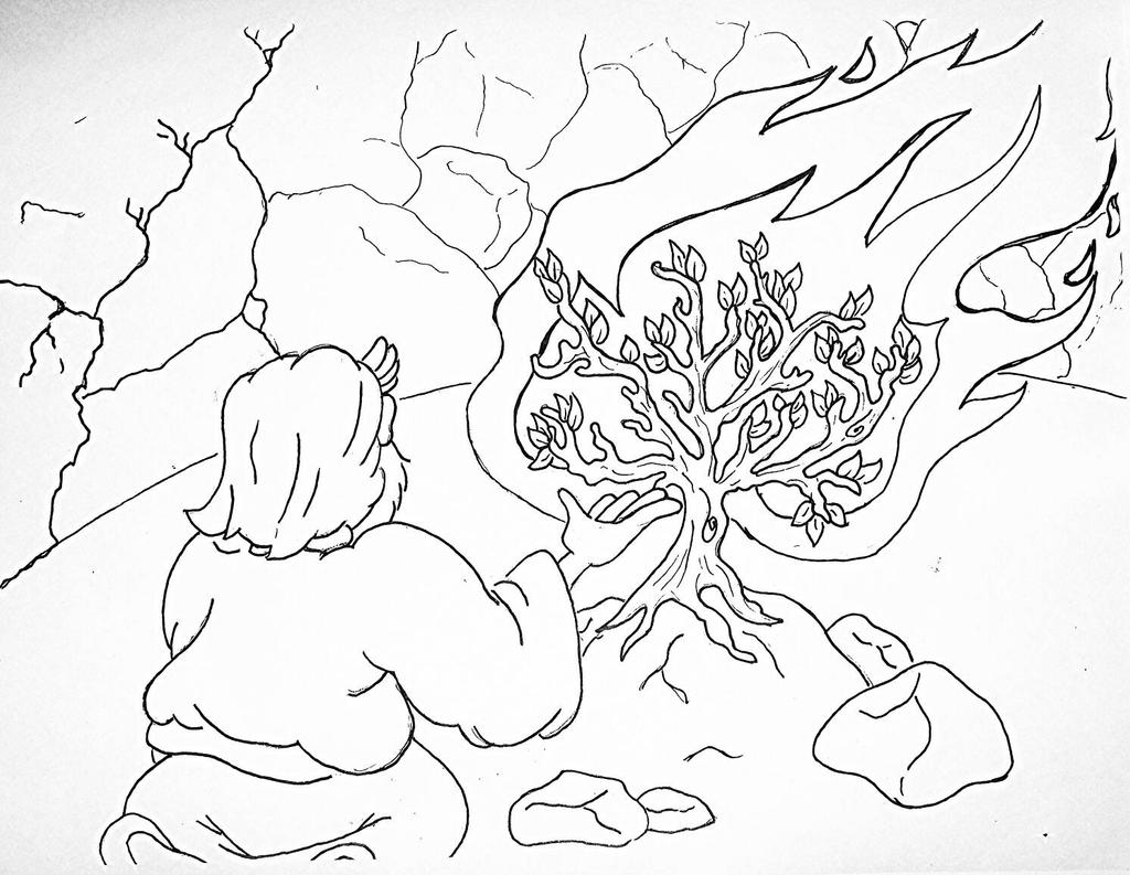 Burning Bush Coloring Page By Ashtreefae On Deviantart