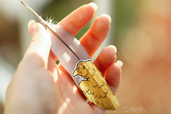 Golden Bird Feather Painting