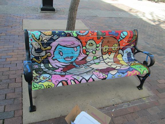 Park bench painted in iowa city