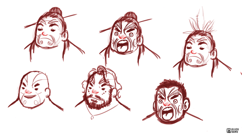 Maori Men Sketches