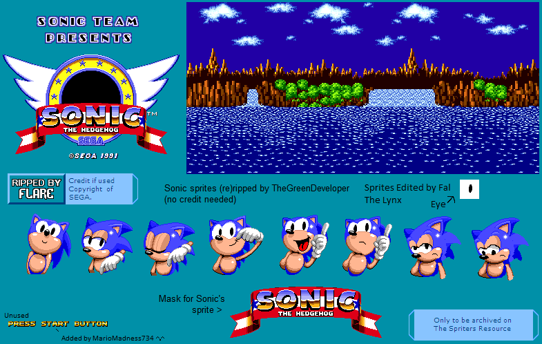 Sega Genesis / 32X - Sonic the Hedgehog - Title Screen, Stage Select &  Company Screens - The Spriters Resource