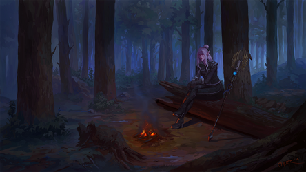 Campfire in the Woods - Commission