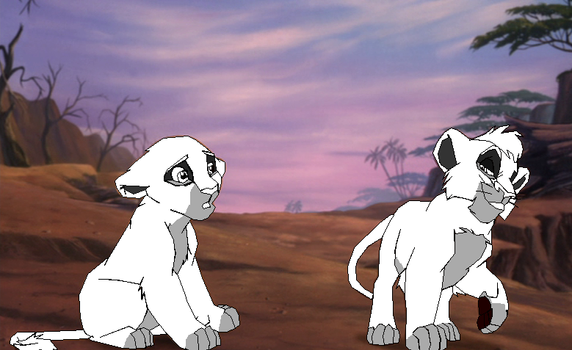 Kovu and Kiara Cubs Base With Background