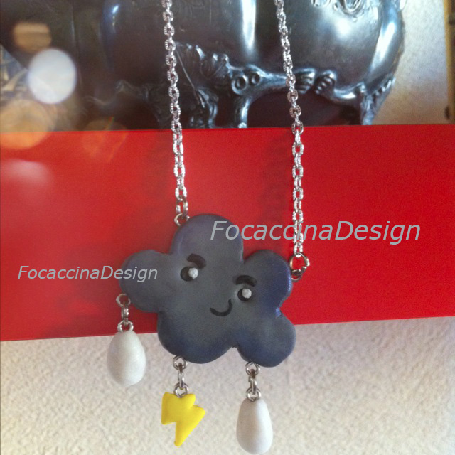 Cute stormy cloud necklace by FocaccinaDesign