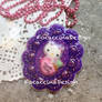 Purple resin necklace with Hello Kitty