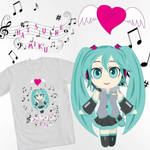 Chibi Miku (Hatsune Miku T-shirt Design #3) by TheKohakuDragon